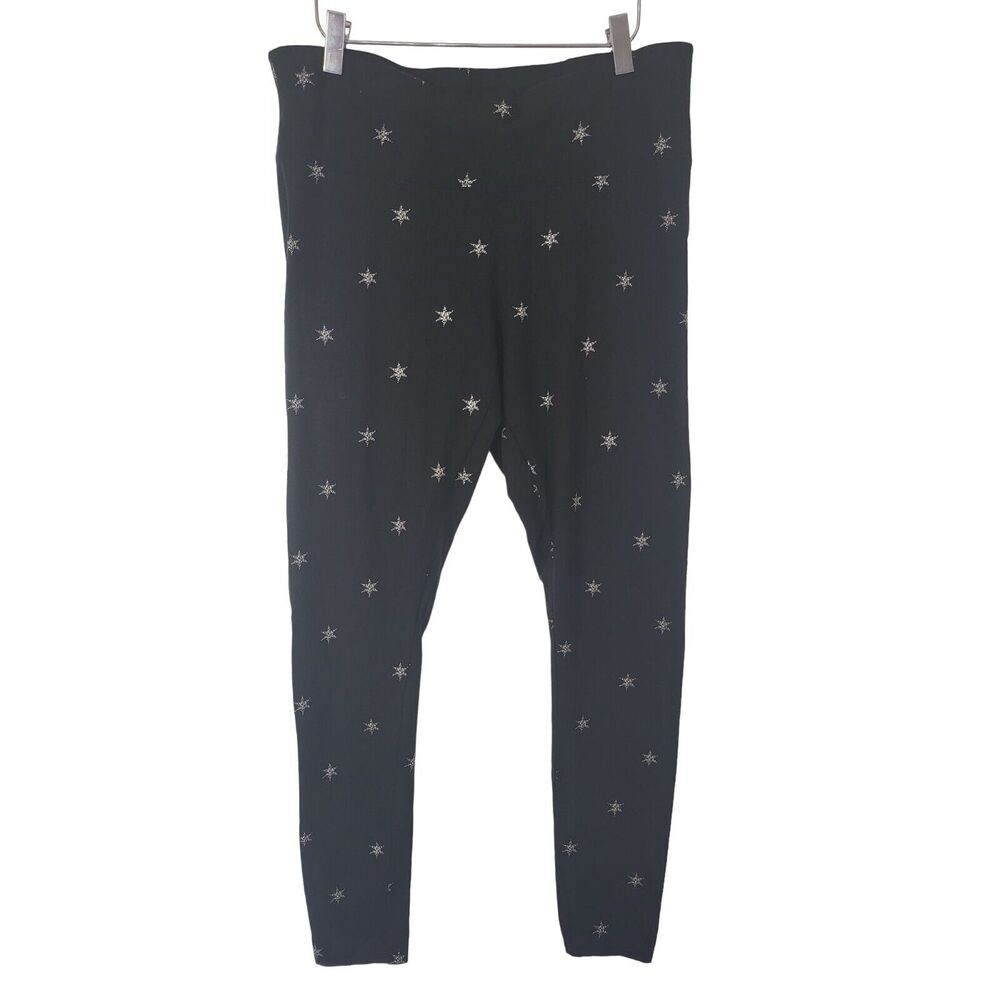 Boutique Plus Leggings 0X Womens‎ Plus Size Black Star Print High Rise Skinny